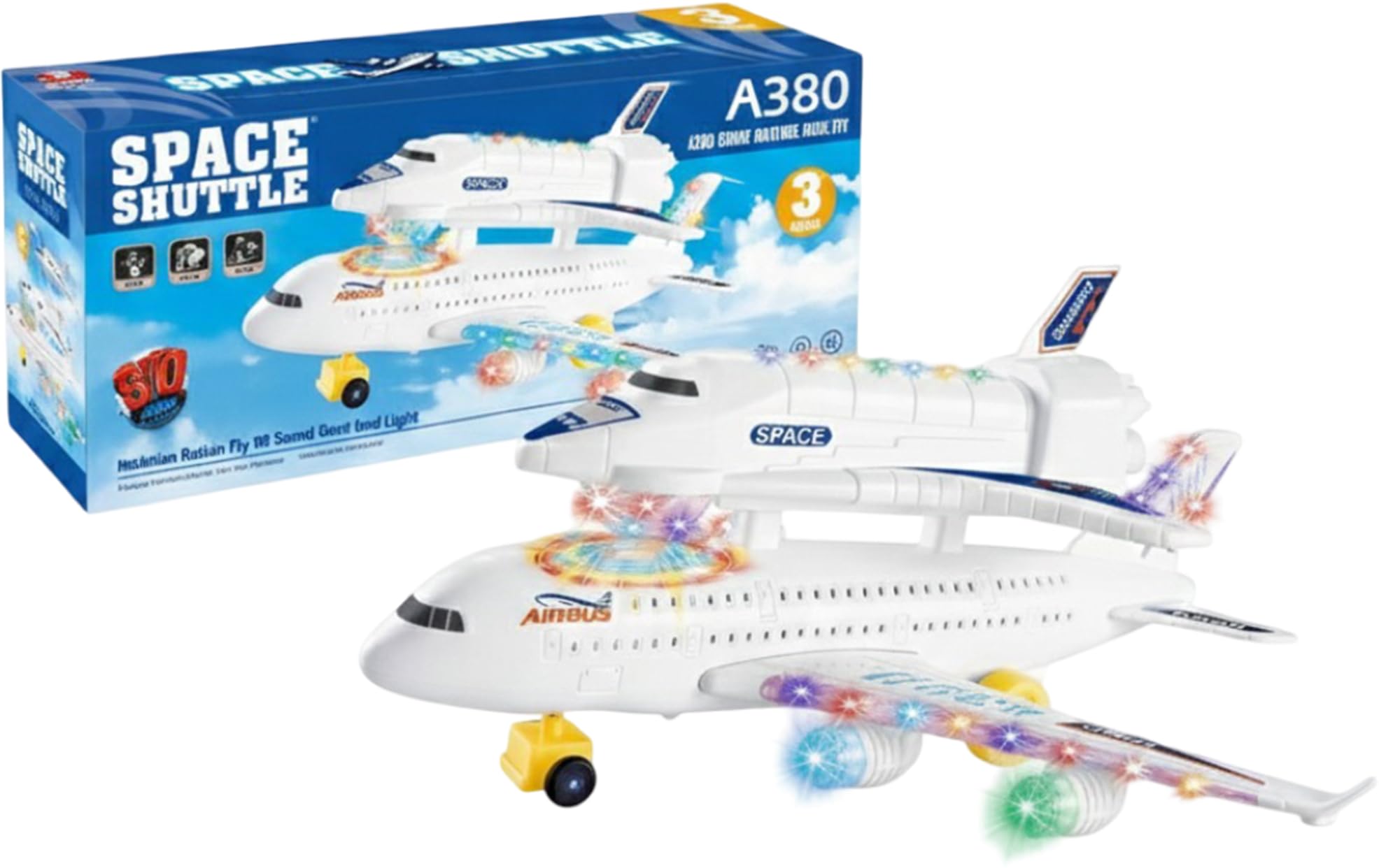 DZLING Space Shuttle Transport Plane Toy with Lights & Music