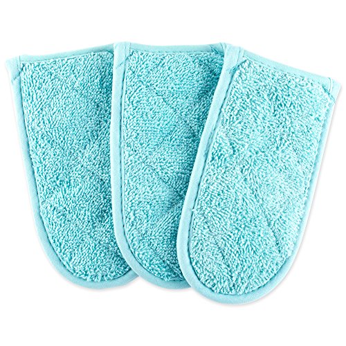 Dii Basic Terry Collection Quilted 100% Cotton, Pan Handle, Aqua, 3 Piece #TOP5