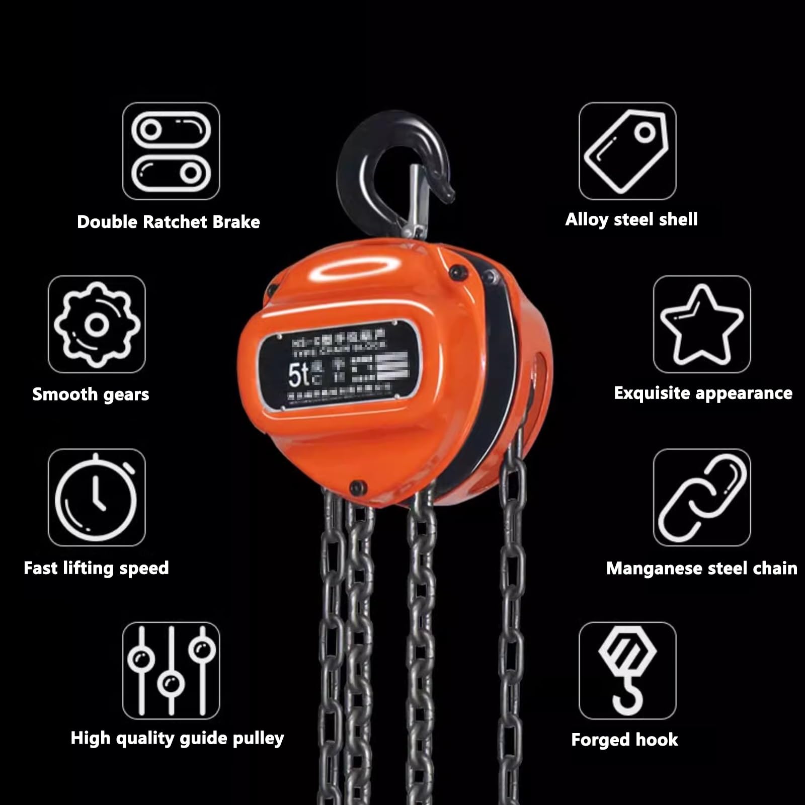 Kettenzug 5 Ton 10ft Rot, Mini-Kettenzug 11023Lbs, Heavy Duty Pulley Hoist mit G80 Manganstahl Kette, manuelle Kette Fall for Garagen, Lagerhallen, und Automotive Tasks