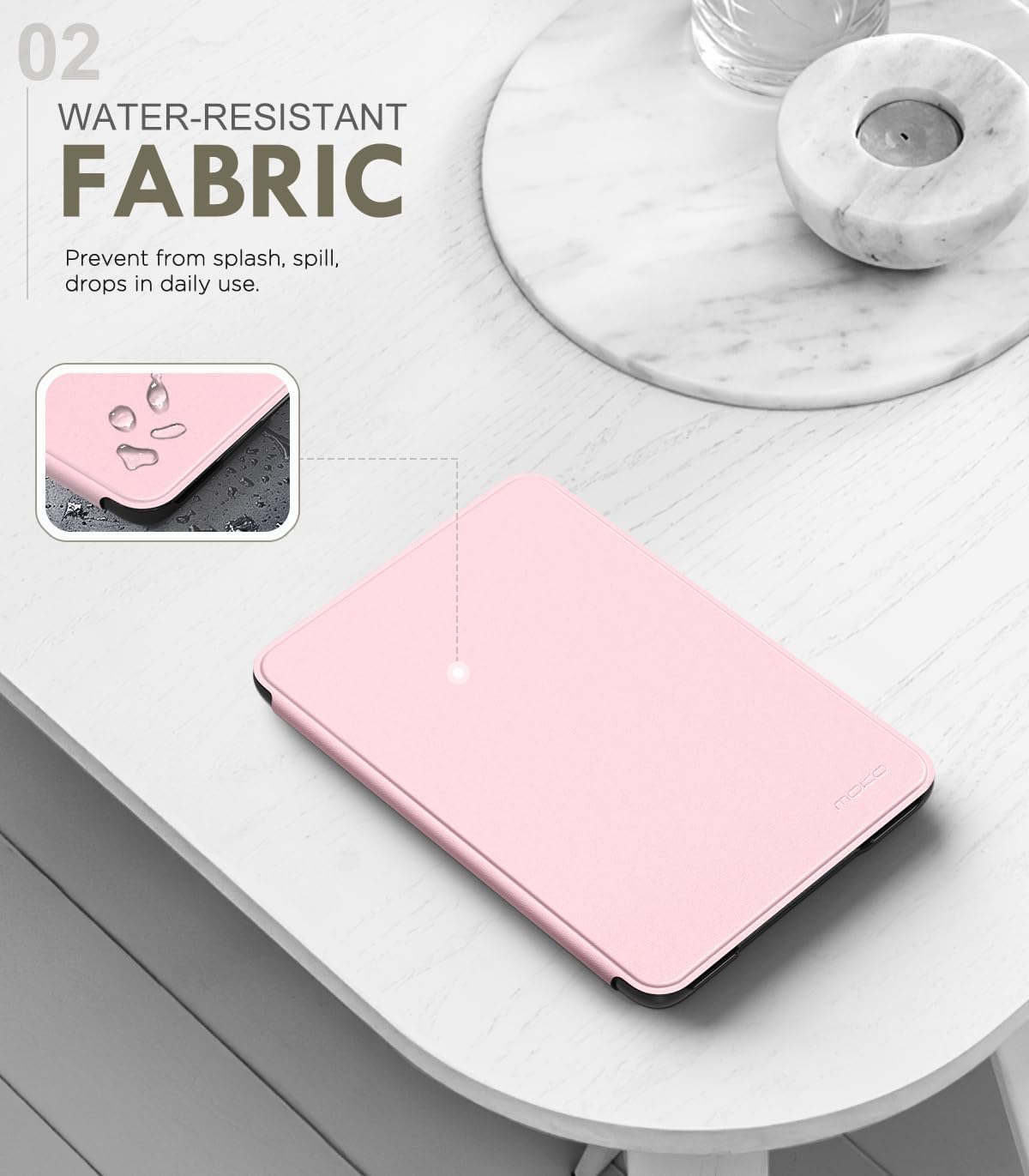 MoKo Case for 6" Amazon Kindle Basic 11th Gen 2024/2022, Pink image 3