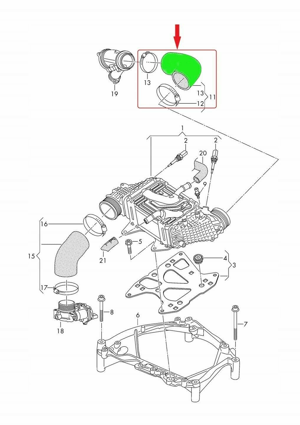 03N145822A 03N145822E Turboschlauch Ladeluftschlauch Kompatibel 