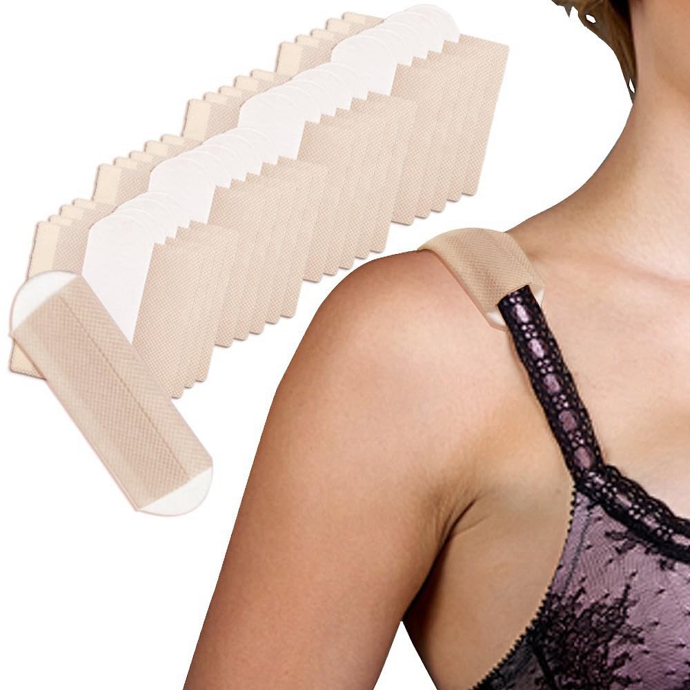 Bra Strap Cushion Fabric, BUMOVE Disposable Bra Strap Cushion Pads for Shoulder Pain Relief (Skin, 20 Pieces)