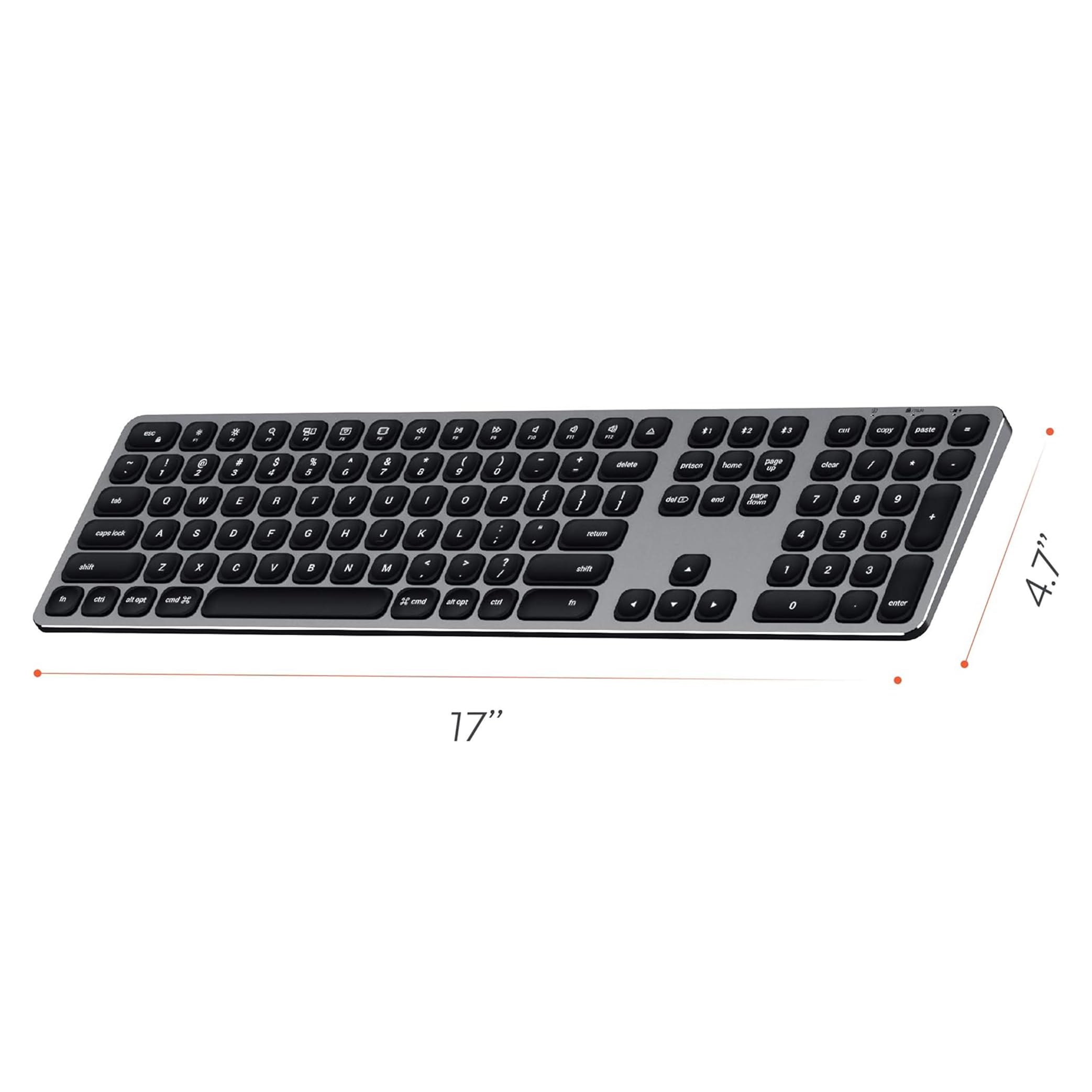 Satechi Tastiera Wireless con Tastierino Numerico, 𝗤𝗪𝗘𝗥𝗧𝗬 𝗨𝗦, Tastiera Bluetooth in Alluminio, Multi-Dispositivo, Ricaricabile USB-C per Mac, Windows e Android (Layout Americano)