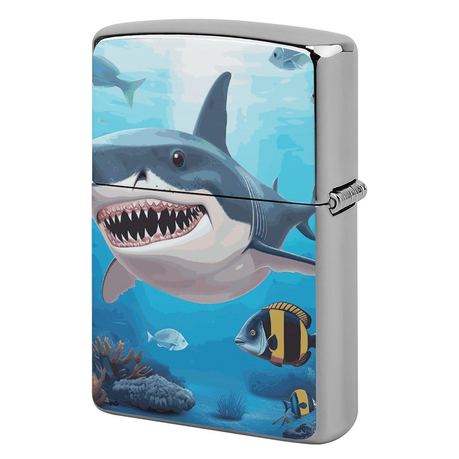 Shark Ocean Theme Lighter Cover for Men, Personalized Lighter Case for Birthday Gift, Flip-Top Lighters Protective Cover, Portable Lighters Shell for Outdoor, Travel