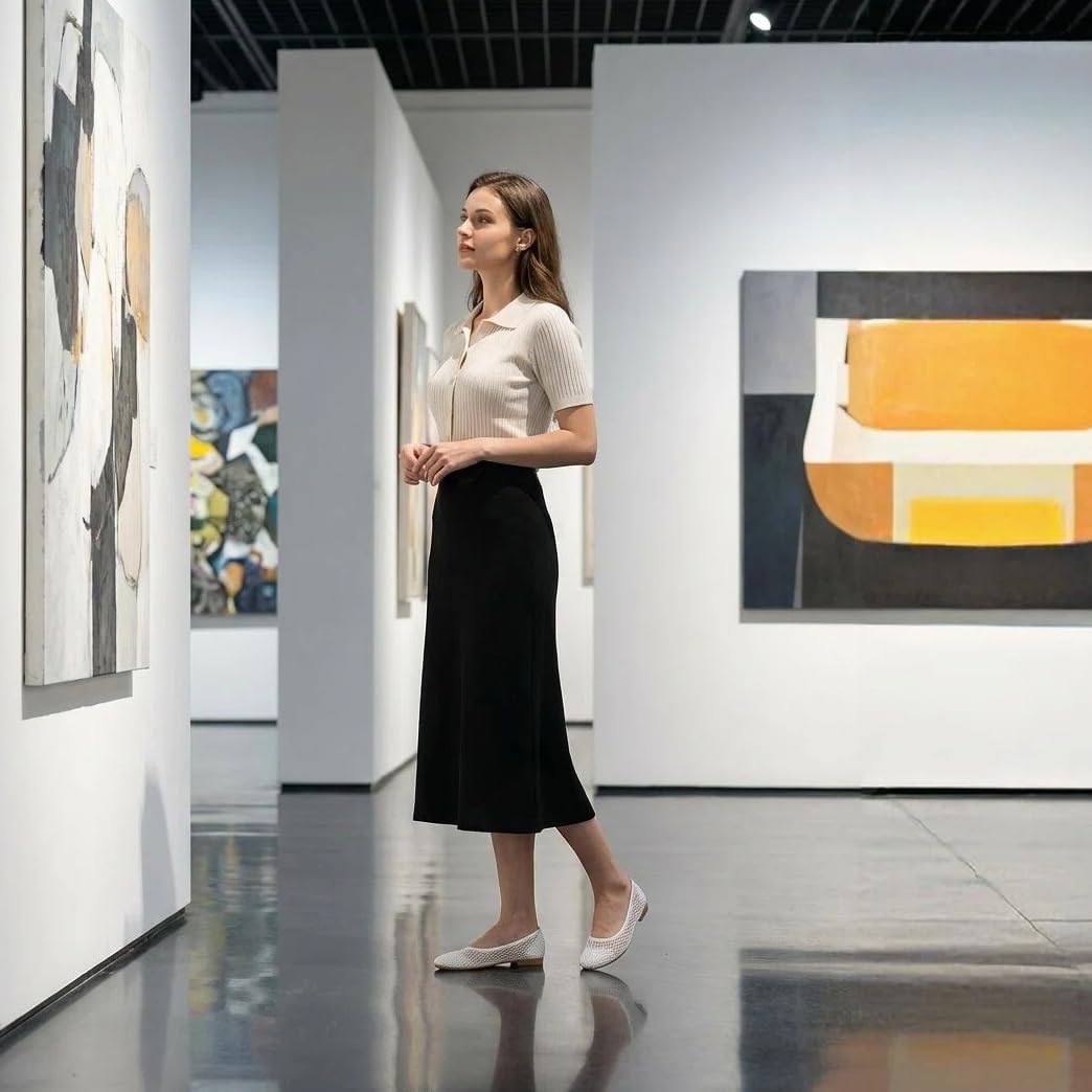 hash bubbie Women's Flats Shoes Ballet Flats Womens Knit Mesh Washable Dress Shoes Comfortable Slip on Loafers for Women Breathable Business Casual Shoes - Image 3