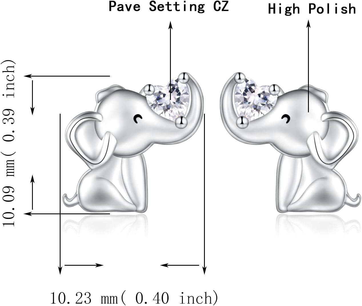 925 Sterling Silver Elephant Earrings Stud Birthstone Hypoallergenic Cute Animal Earrings Jewelry Gift for Women - Image 4