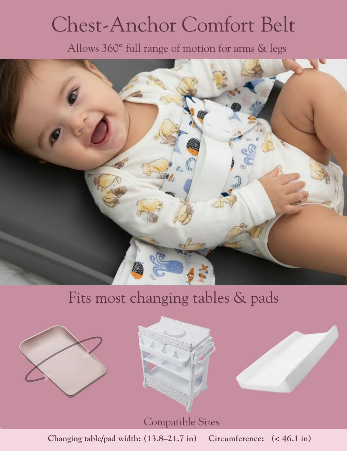 Ceinture de Protège-linge de Change Bébé – Coton Doux Peau-Adapté, Réglable Antidérapant Sécurisé, Universel, Portable & Lavable (Bleu)