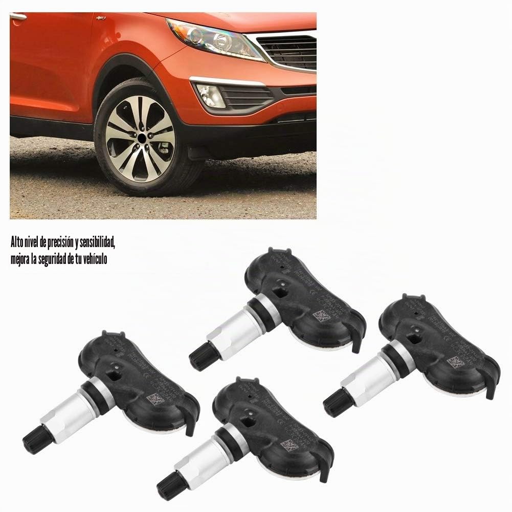 KIMISS Sensor TPMS 52933-2S410 para e IX35, 4 Unidades, monitorización presión neumáticos, Compatible con Sistemas OEM