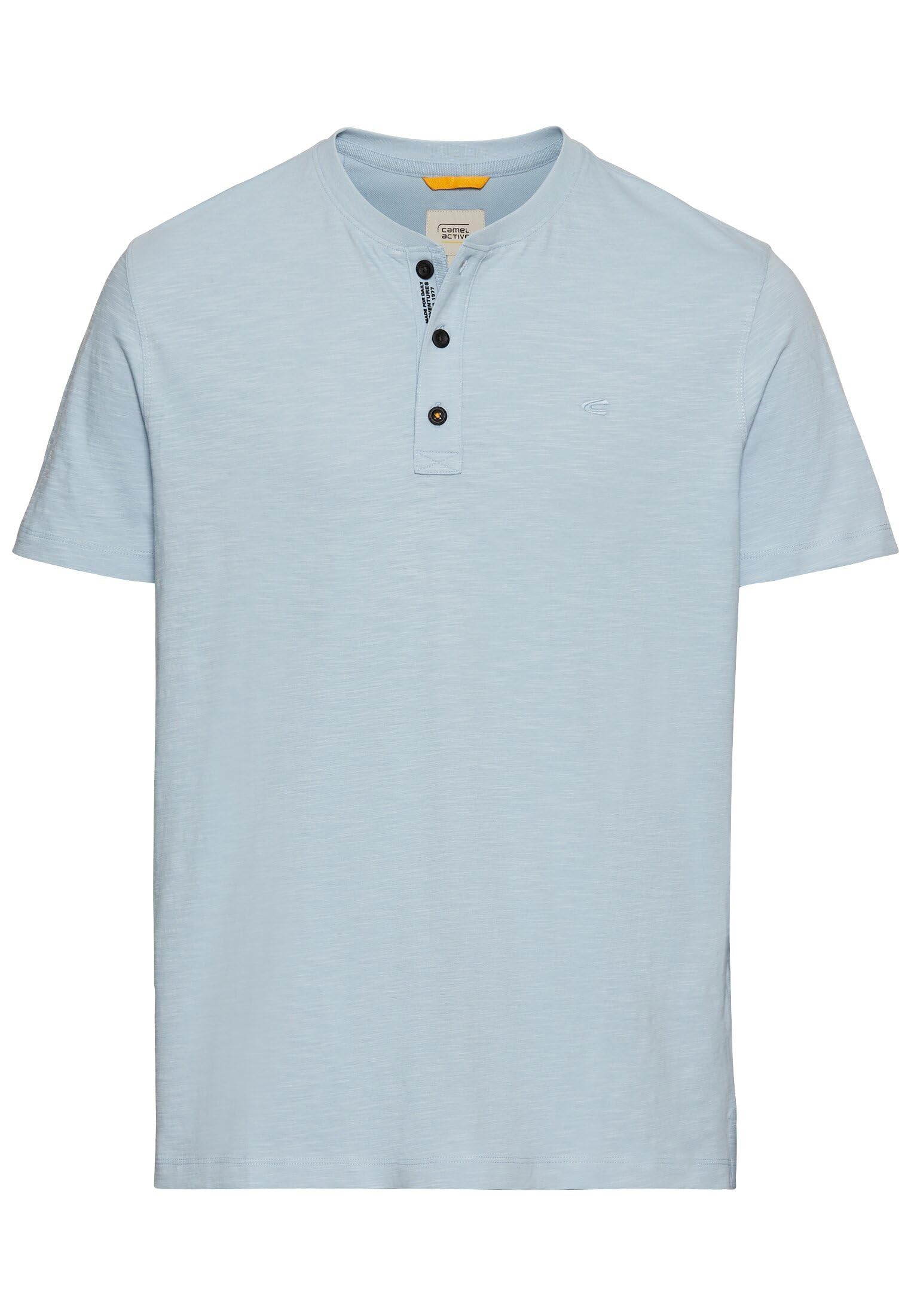 camel active Men's Herren Kurzarm Henley aus Organic Cotton Blau, Menswear-s Shirt, Blue, S