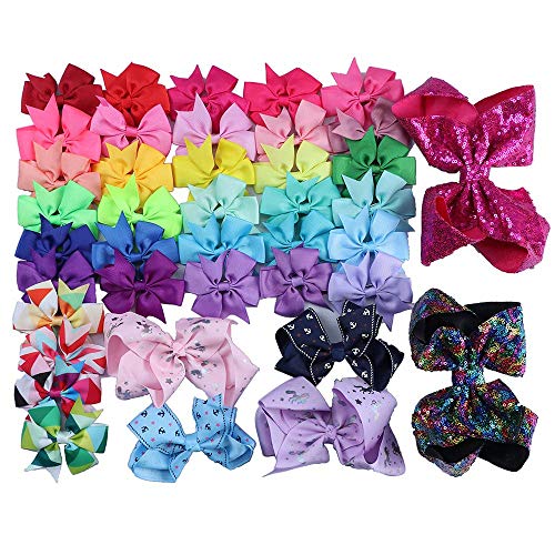 Fani 40PCS Hair Bow Clips Grosgrain Ribbon Boutique Hair Clips Multi-Sizes Hair Barrettes for Baby Girls Teens Kids Toddlers Gift (5 Different Size)