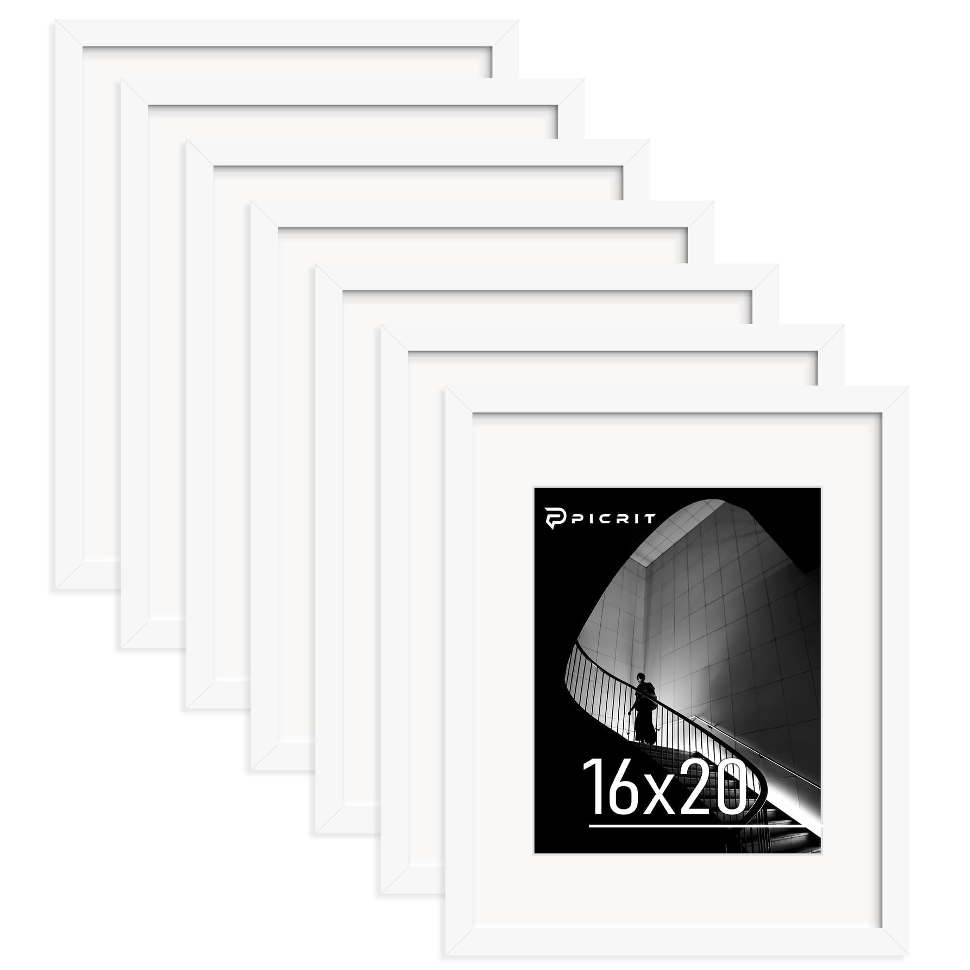 Picrit 16x20 Picture Frame Set of 7, White Poster Frames for Wall