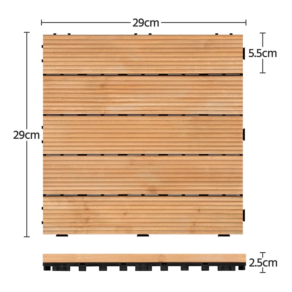Yaheetech Suelo de Madera 27 piezas para 2,6 m² Baldosas de Abeto 30 x 30 cm Piso Antideslizantes Terraza Piscina Jardín Patio Balcón Baño Madera — view 5