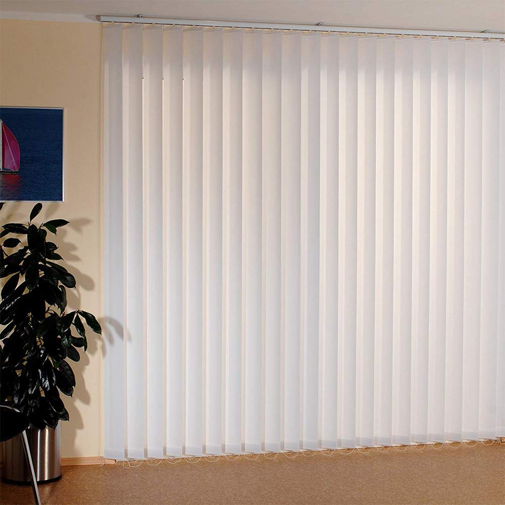 Sonnenschutz-HH® - Lamellenvorhang weiß - Breite 155 cm x 160 cm Höhe - Office Blendschutzlamellen für Bildschirmarbeitsplätze Lamellenbreite 127mm Vertikaljalousie Vertikalanlage