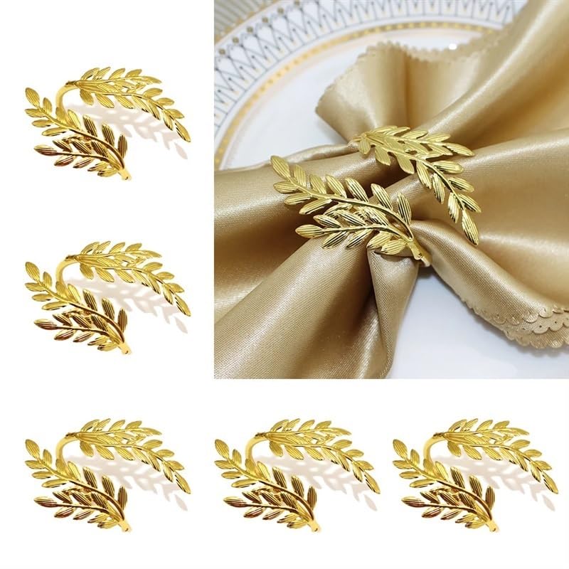 12Pcs Gold Silber Blatt Serviette Ringe Halter Herbst Serviette Schnalle for Hochzeit Party Home Küche Home Tisch Dekor (Color : HWL88-Gold)