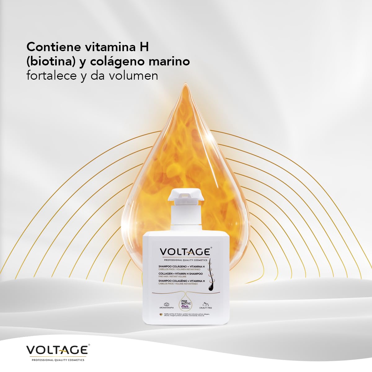 Voltage Cosmetics Champú Colágeno Biotina 500 ml Volumen Antirotura