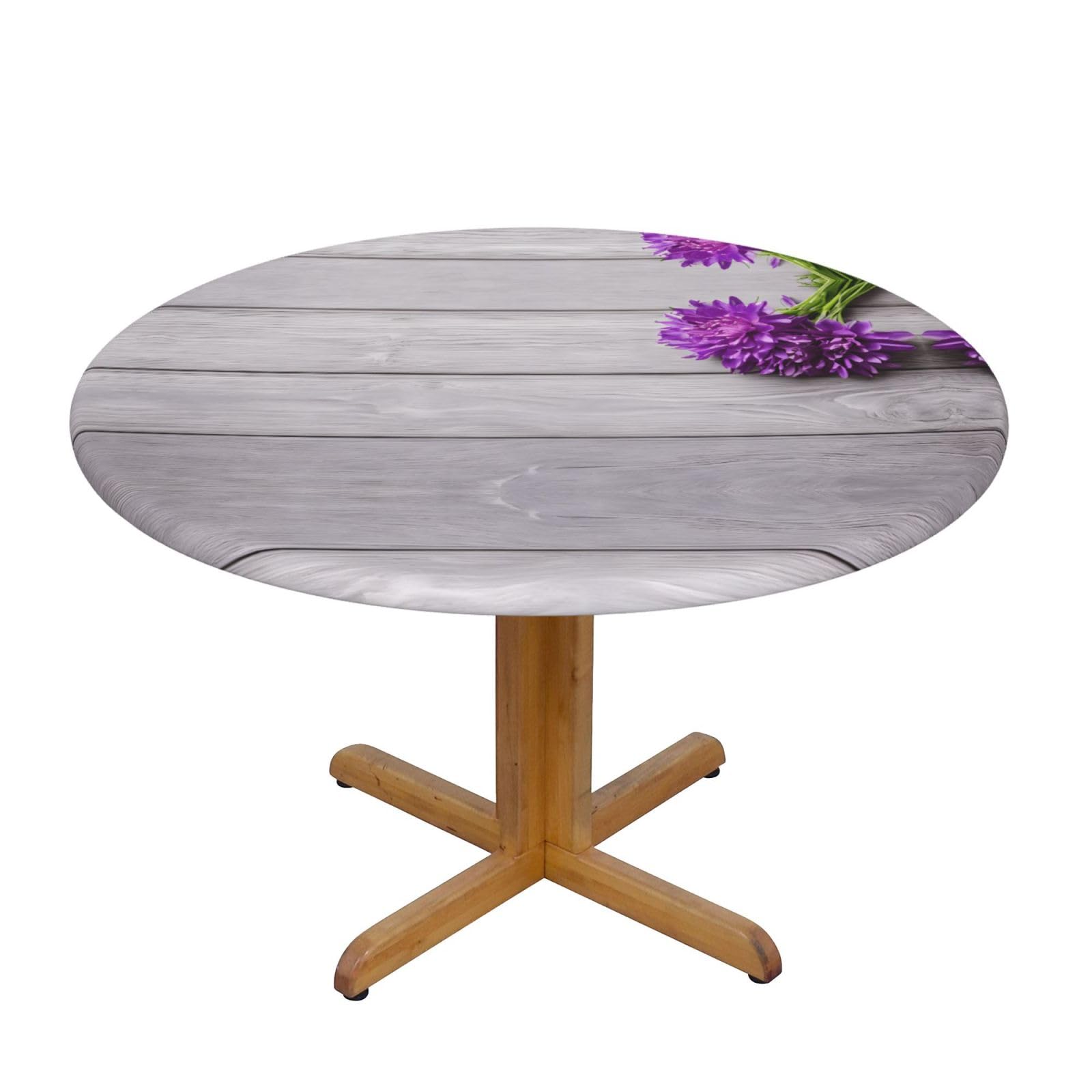ESNAIUVCD Orchid print Waterproof Round Tablecloth,Outdoor Table Cloth with Elastic Edged, Elastic Tablecloth Wipeable, Garden Table Cloth Suitable for sizes 90cm-140cm