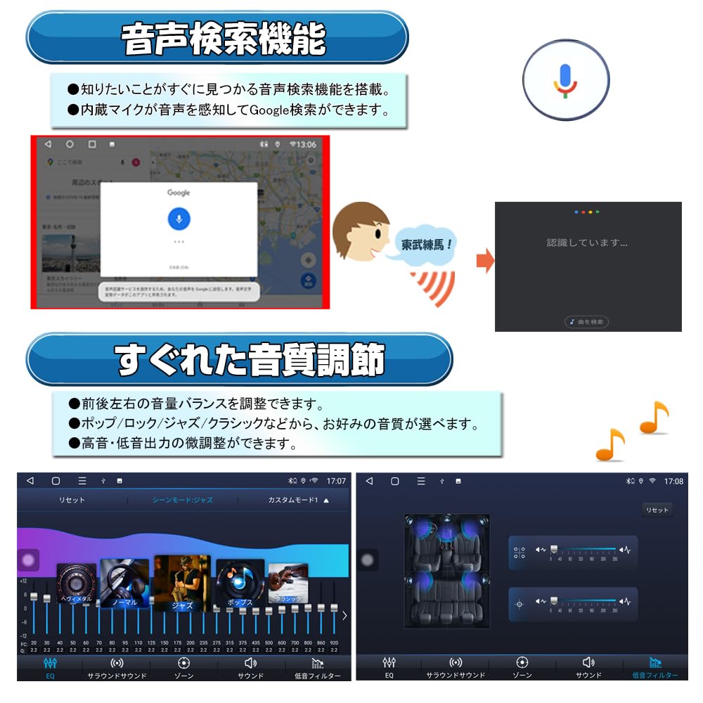 Amazon.co.jp: 車載1DIN 13.3インチタッチパネルRAM4GB ROM128GB 8