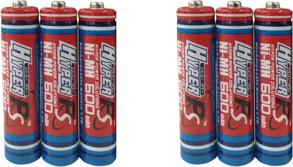 HYPERPS 1.2V AAA 600mAh Ni-MH Rechargeable Battery for High-Drain Devices, Quick Charge (6)