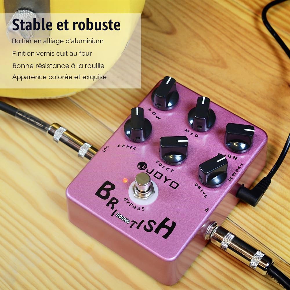 JOYO Pédale d'effet Simulateur d'ampli British Rock & Préampli, contrôle 6 boutons avec simulation de baffle intégrée pour guitare électrique, Bypass (British Sound JF-16)