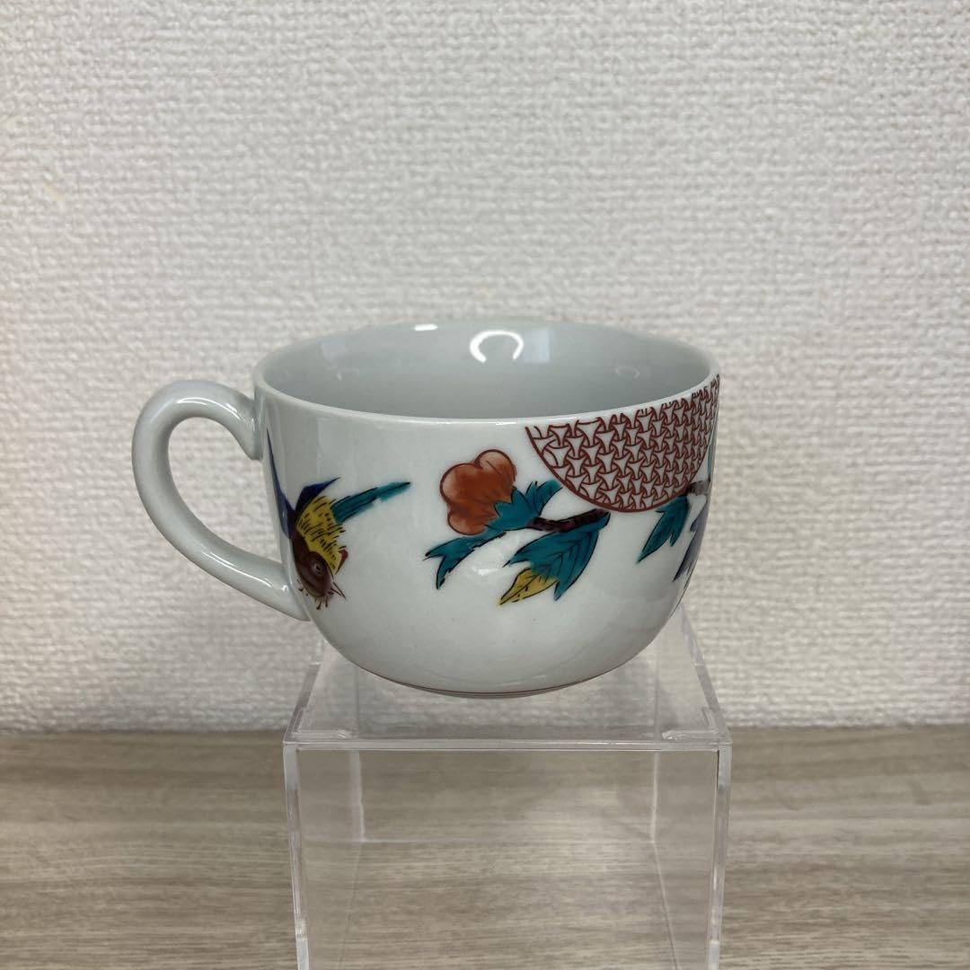 九谷焼 圓山作 做古九谷手 遊花芳香の器 カップ&ソーサー&ミルクカップ 