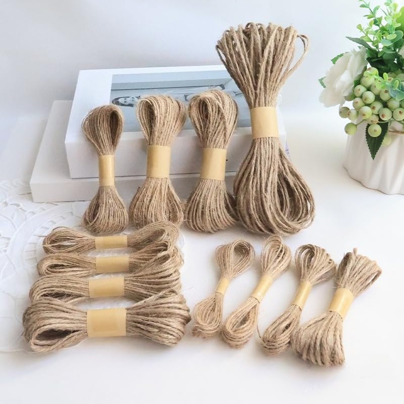 Natural Jute Twine String - Brown Jute Rope for Gift Wrapping, Christmas Crafts, Decoration, and Projects (Yellow,1mm)