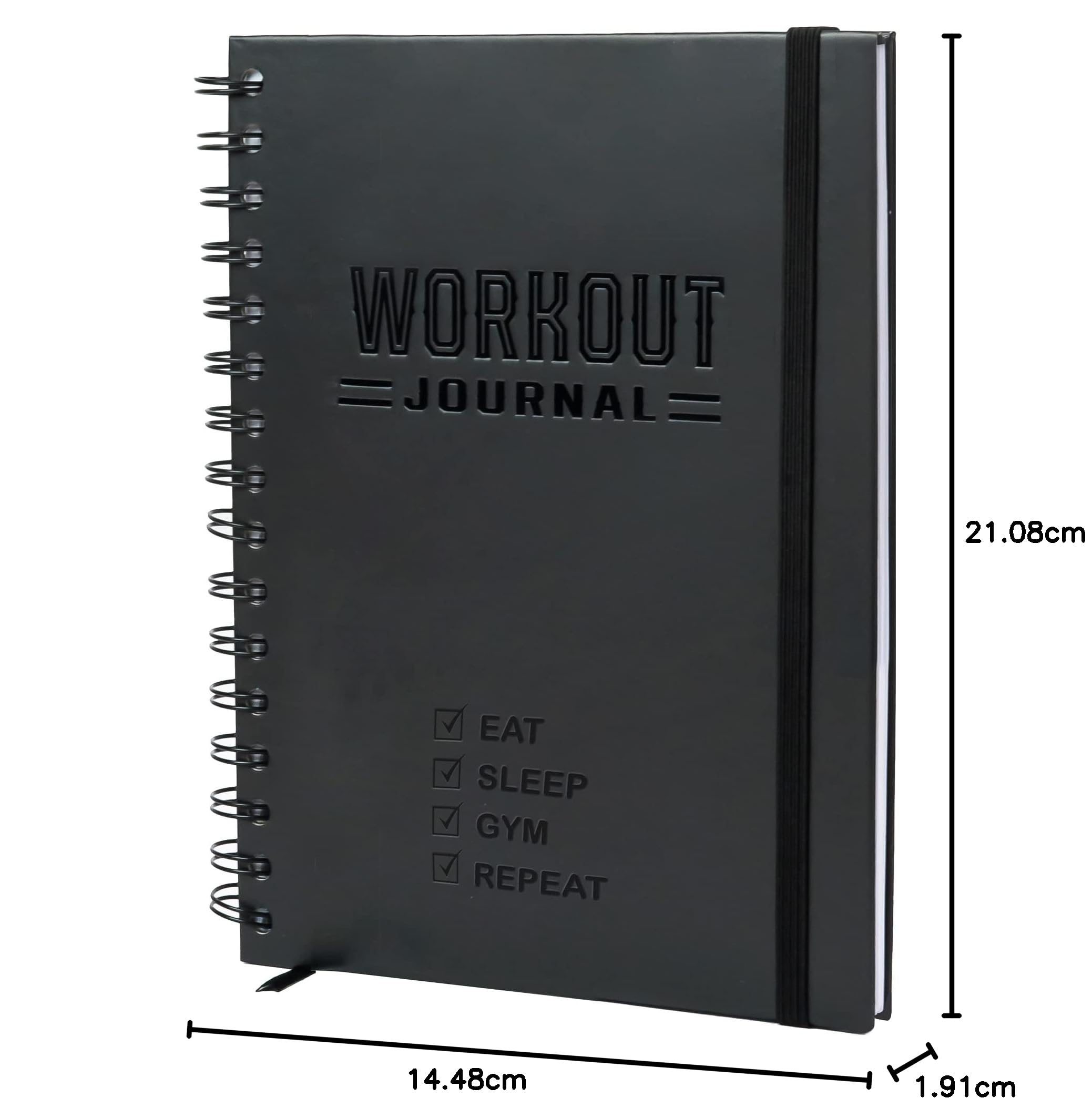 Diario de fitness de tapa dura para hombres y mujeres, tamaño A5 (5.7 x 8.3 pulgadas), libro de registro de entrenamiento resistente para rastrear el gimnasio y los entrenamientos en casa