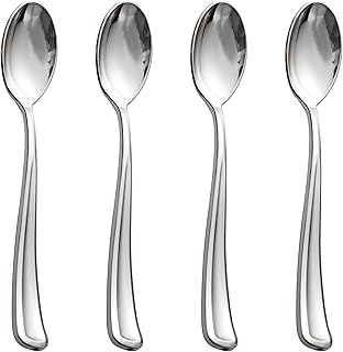 WDF 100 Pack Silver Plastic Spoons Disposable - 6.9 Inch Silver Spoons Heavy Duty Plastic Spoons, Modern Silver Disposable Spoons Perfect for Parties, Weddings