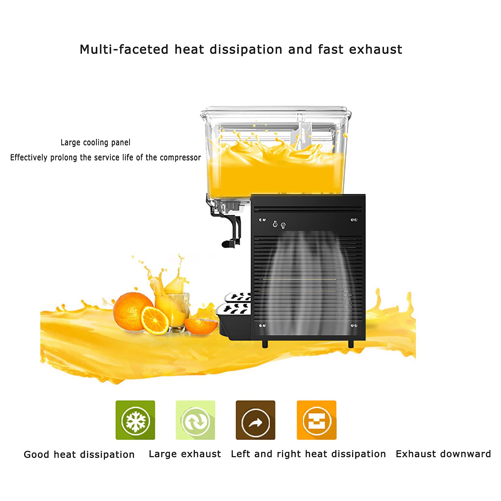 Máquina dispensadora de Bebidas Máquina de granizados Comercial Máquina de Bebidas frías de Doble Cilindro Caliente y fría Máquina de Jugo de Restaurante Acero Inoxidable para supermercados Cafés Re