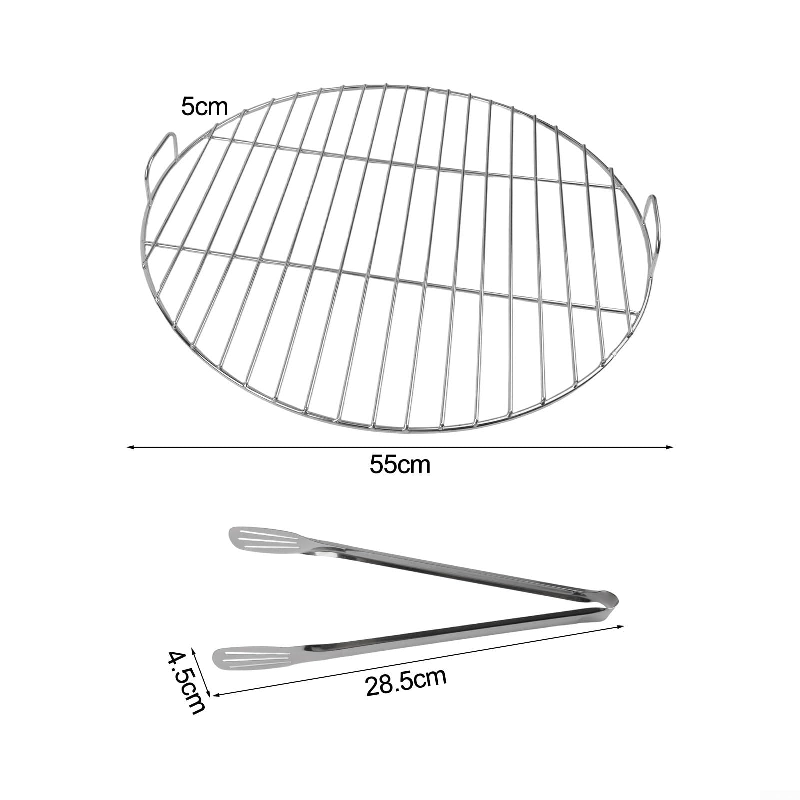 Runder Grillrost Edelstahl mit Griff für Weber 7432 57 cm Holzkohlegrills – BBQ-Grillrost, Ersatzteile, Silber (55 cm)