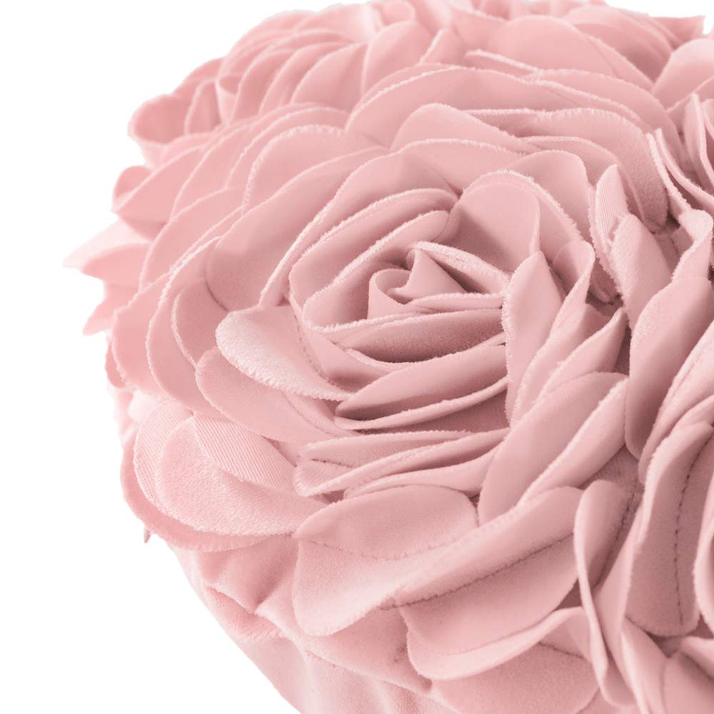 JWH Handmade 3D Rose Flower Heart Pillow - Decorative Accent Cushion, 14x16 Inch - View #13