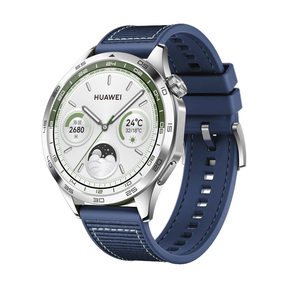 KEYSJEFF Compatible with Huawei Watch GT5/GT4/GT3 46mm Straps/Samsung Galaxy Watch 3 45mm Bands, 22mm Hybrid Silicone Nylon Band, Watch GT 3 Pro 46mm/Amazfit GTR 4 Watch Strap Blue