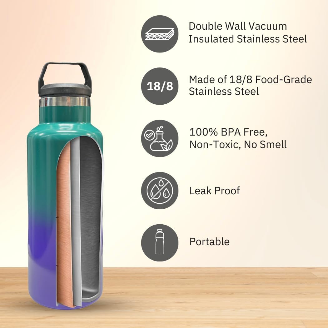 HOME ARCHIVE 25 Oz Leak Proof - Stainless Steel Hot & Cold Water Bottles for Men & Women Double Walled & Vacuum Insulated With Dishwasher Safe Pack of 1 (Blue Lagoon)