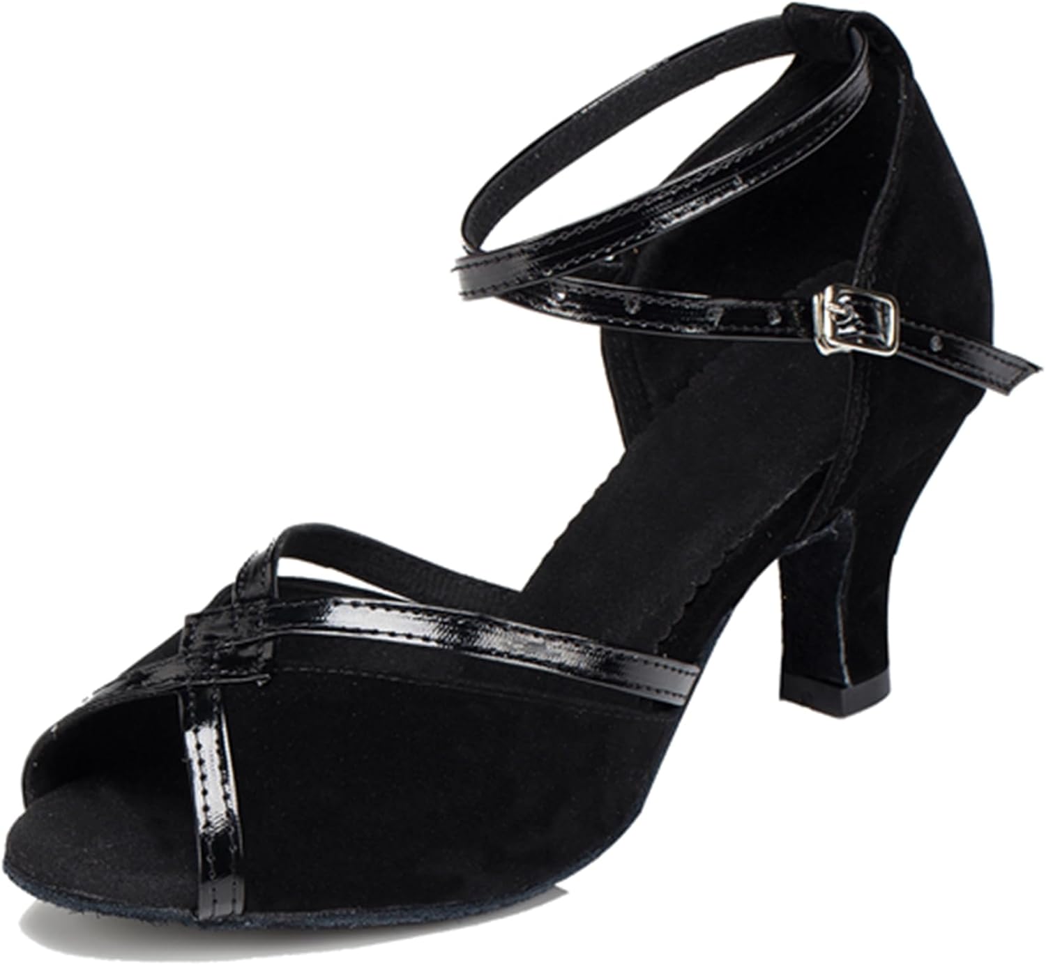 ZengyeZoo Latin Dance Heels for Women Ankle Strap Ballroom Dancing Shoes Wedding