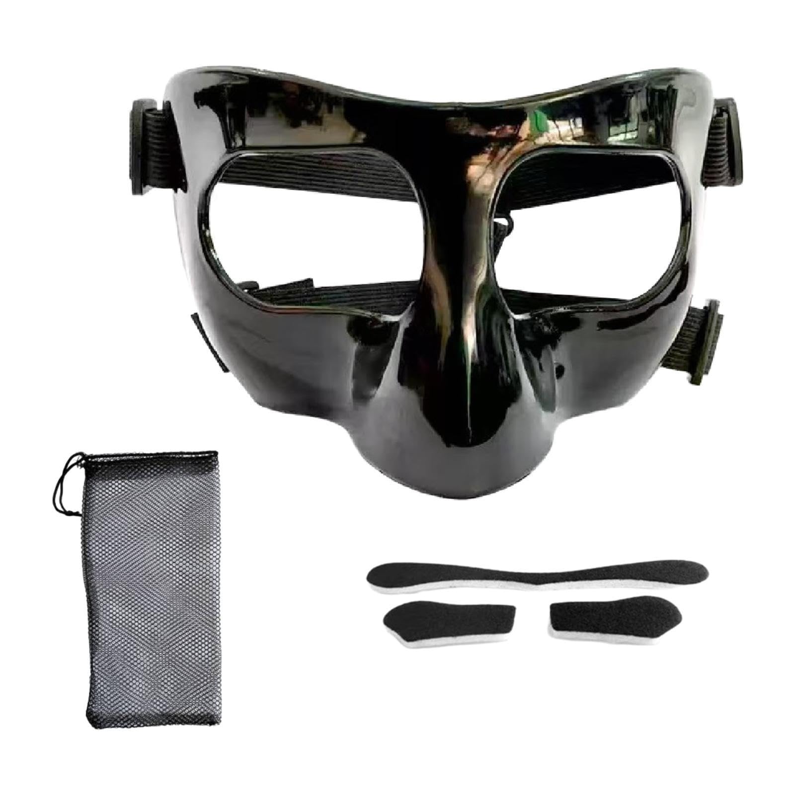 NIVAA Nose Guard for Broken Nose, Basketball Face Mask for Basketball Soccer Teens Pure Black-image-48