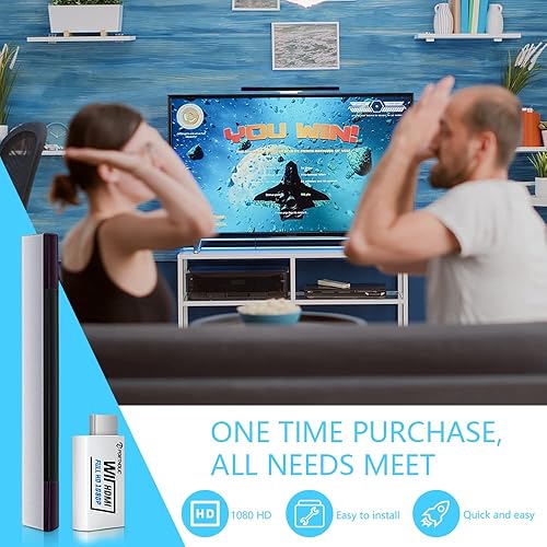 Miniatura 3 de PORTHOLIC 2 en 1, convertidor Wii a HDMI + barra de sensor Wii, adaptador Wii a HDMI compatible con dispositivo Full HD 1080P, barra de sensor de