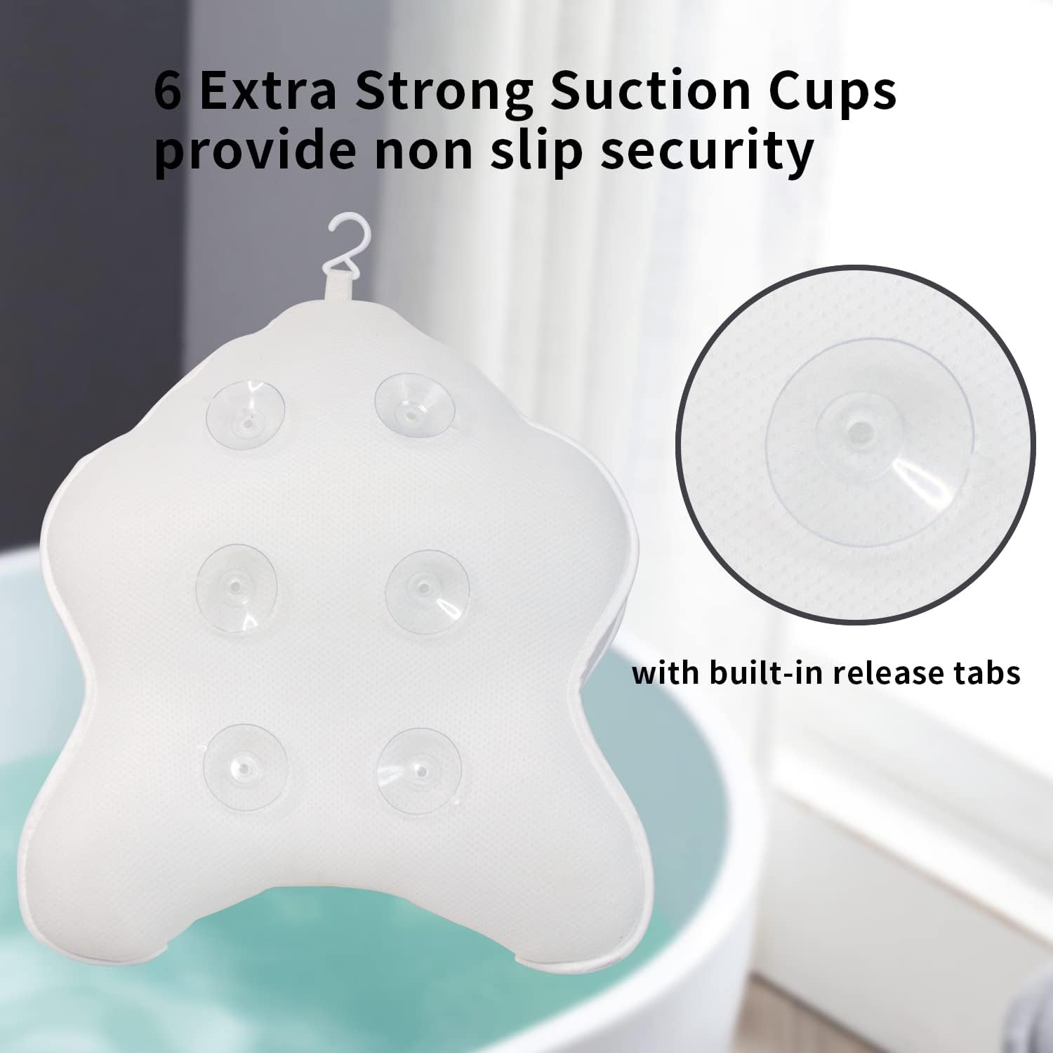 Poemland Extra Thick Large Bath Pillow with Neck,Back,Head Support for Bathtub, Spa, Soaking White(21''x17'')