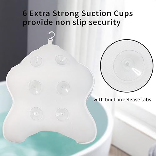 Miniatura 5 de Almohada de baño grande extra gruesa con cuello, espalda, soporte para la cabeza para bañera, spa, blanco remojo (21 x 17 pulgadas)