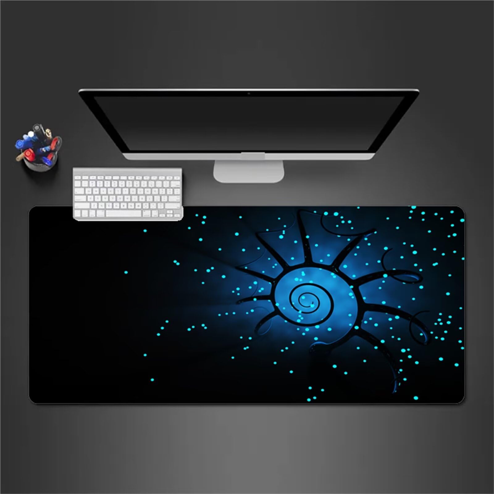 Alfombrilla Raton Gaming XXL 1200x600x2cm Alfombrilla de Ratón Grande Alfombrilla Gaming de Escritorio con Base Antideslizante para Gamers PC y Portátil (Azul Abstracto)