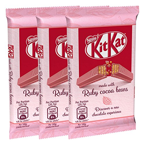 Kit Kat Nestlé Ruby Cocoa Beans, Lot DE 3, fruc htig Barre Chocolatée, Limit ierter Sublime Chocolat Verrou Rouges, Chocolat, Chocolat, 41,5 G