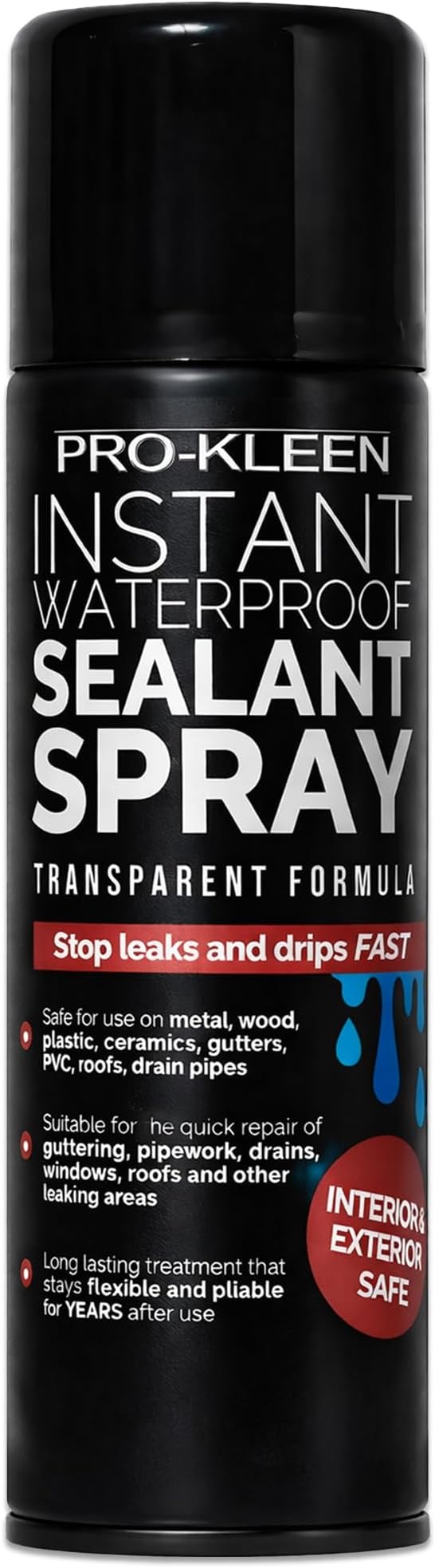 Instant Waterproof Sealant Spray - Tough Leak Sealant Spray for Roofs, Pipes, Guttering & More - Transparent & Long-Lasting Formula - Instant Emergency Repair (400ml)