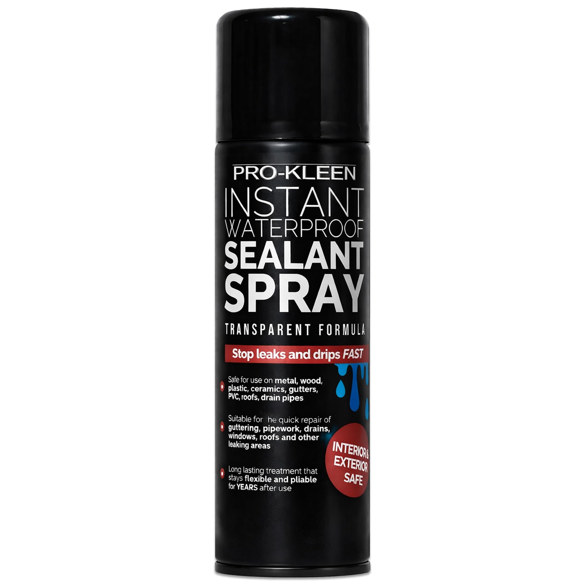 Pro-Kleen Instant Waterproof Sealant Spray - Tough Leak Sealant Spray for Roofs, Pipes, Guttering & More - Transparent & Long-Lasting Formula - Instant Emergency Repair (400ml)