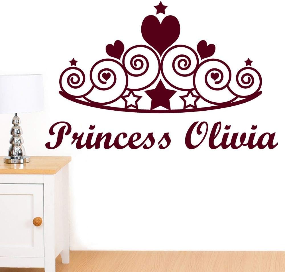 Rubybloom Designs Personalised Princess Crown Tiara Girls Name Childrens Wall Sticker