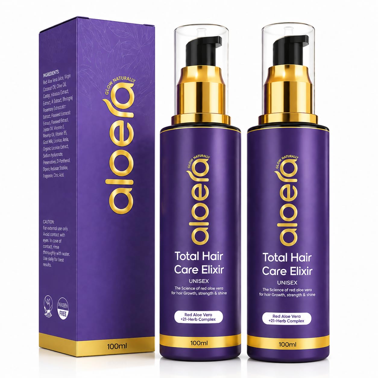 LOERA Red Aloe Vera Hair Oil 2x100ml Combo for Growth & Hair Fall | Ayurvedic Herbal Oil for Strong, Healthy, Shiny Hair-image-23