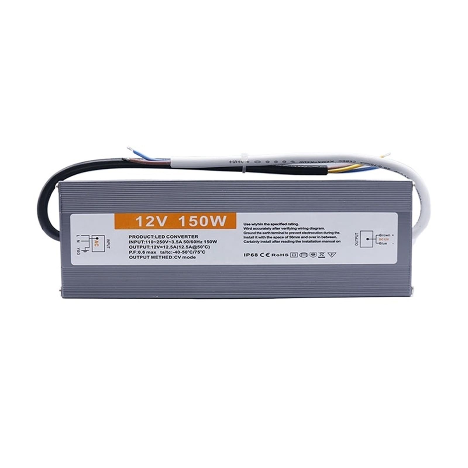 NVSFZGIYG 60W 80W 100W 150W 110V 220V to 12V LED Waterproof Ultra-Thin Driver Power Transformer(12V-150W)
