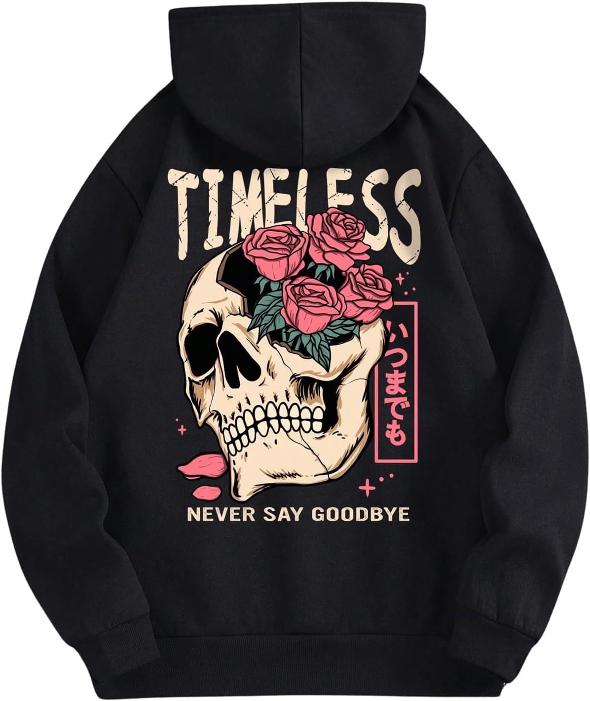 SHENHE Men's Skull Rose Printed Hoodie Graphic Gothic Hoodies Sweatshirt Pullover