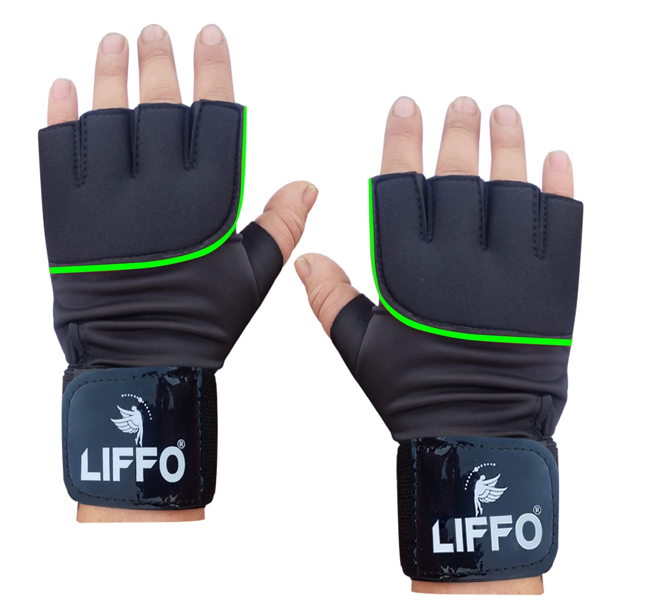 Liffo® Gym Gloves for Men Heavy Weight Lifting Gloves, Workout Gloves Wrist Wraps, Exercise Gloves for Cross Training, Fitness, Weightlifting Powerlifting, for Men & Women (Green)