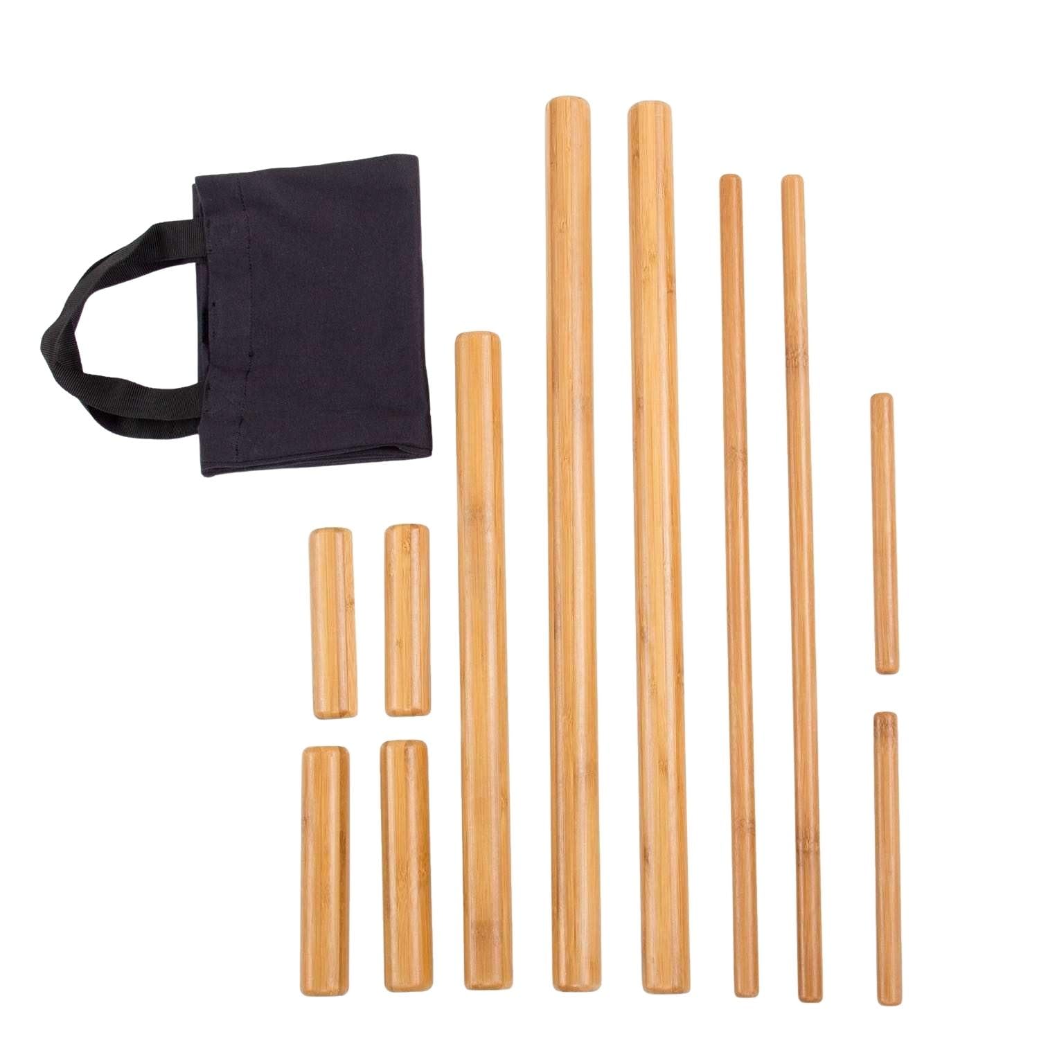 WellTouch Bâtons de massage en bambou, jeu de 11 pièces, pour la thérapie de massage aux bambous, soulage les tensions musculaires