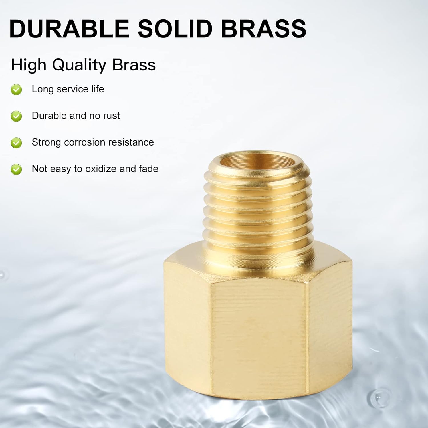 Midanya NPT 1/4" Male Thread to 3/8" Female Thread Pipe Fitting Coupling Converter Adapter Straight Nipple Solid Brass, 2 Pack