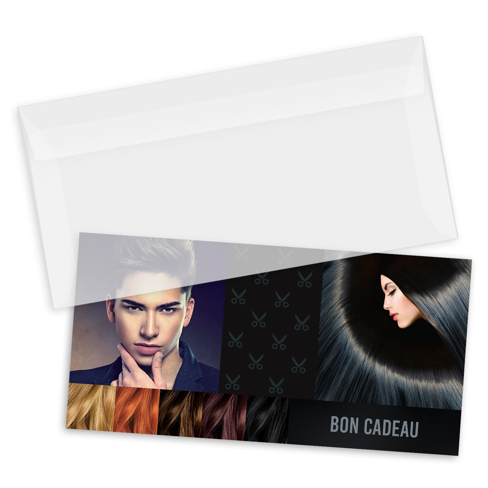 POS BON - 100 bons cadeaux à remplir avec enveloppe - formulaires imprimés pour des salons de coiffure K9276F-1-100