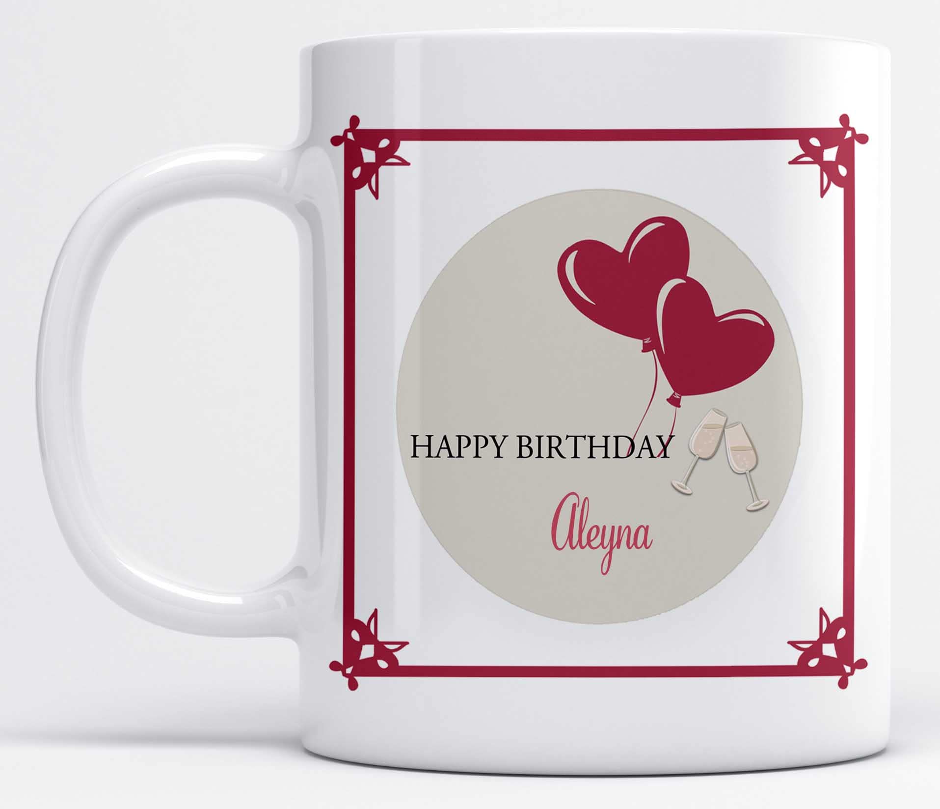 LOROFY Happy Birthday Aleyna Printed Ceramic Coffee Mug (350ML)